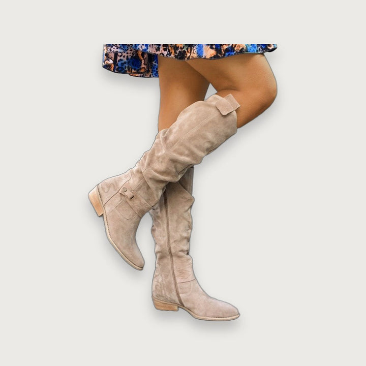 Women's Knee-High Slouch Boots – Casual Summer Suede Style Footwear