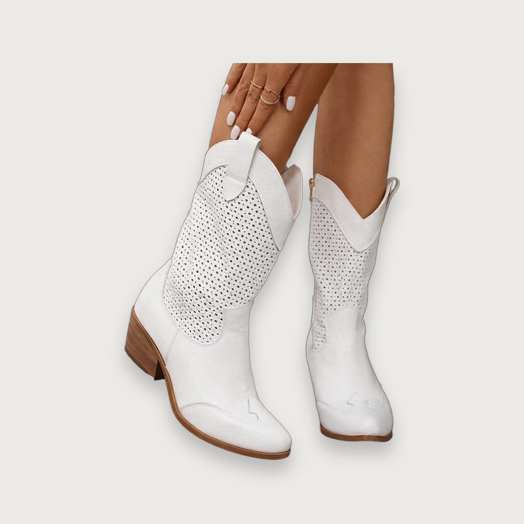 Women's Party Heeled Cowboy Boots - Ventilated western Cowgirl Ankle Party Boots