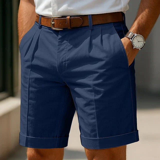 ENZO | Men's Luxury Pleated Summer Bermuda Shorts